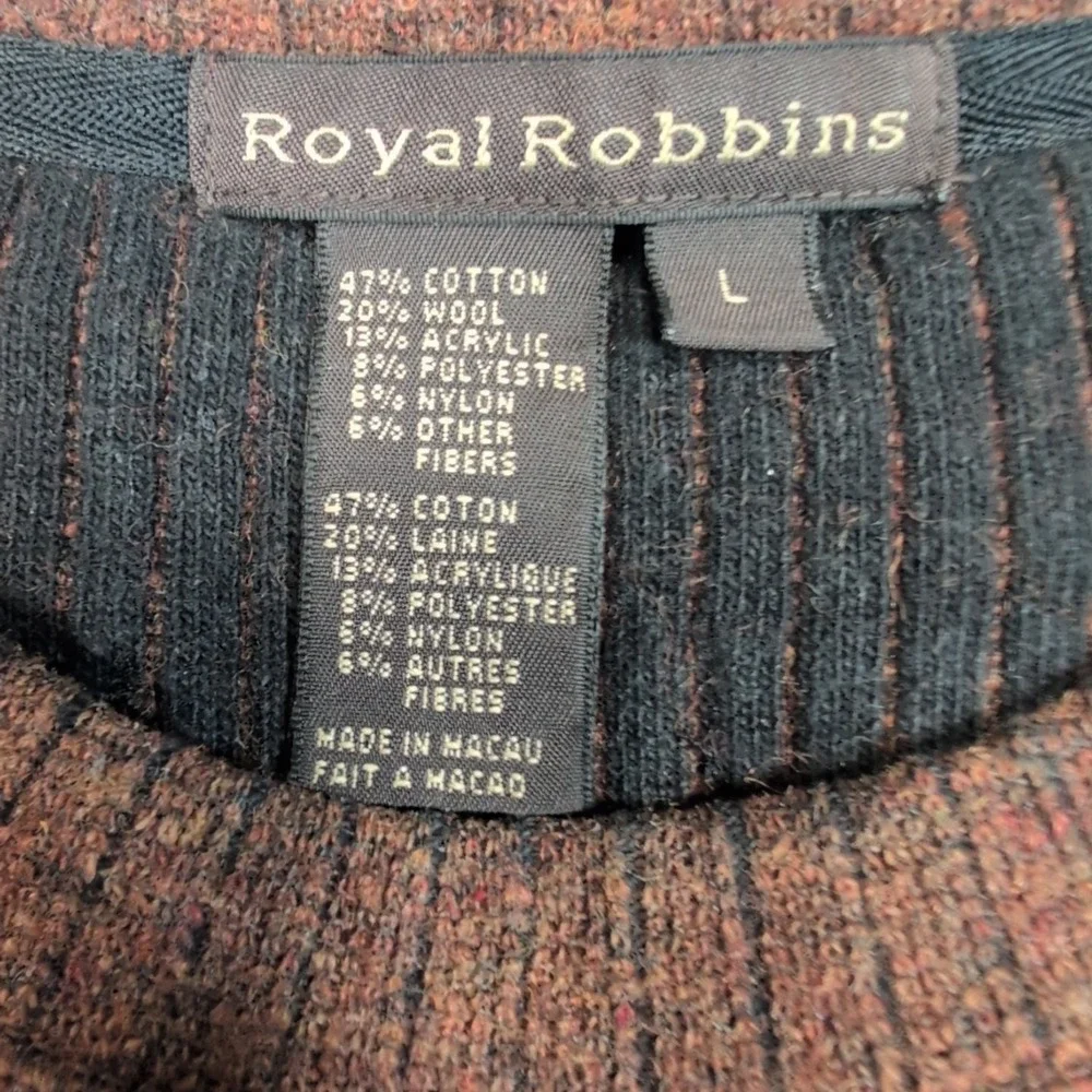 Vintage Royal Robbins Sweater Mens L Brown Wool Blend Preppy Casual‎ Comfort
